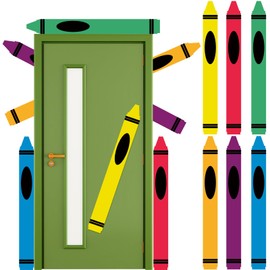 Amazingspark 6 Pcs Back to School Crayons Stickers 3. 55 x 31. 9 Inch Colorful Rainbow Crayon Stickers for Classroom Decoration Two Part Peel and Stick Crayon for Door Window Bulletin Board Blackboard