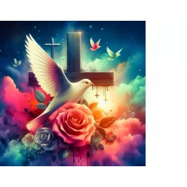 Fashion Jewelry One-Of-A-Kind  PEACE DOVE CROSS  Pendant on Plated 925 Silver 20" 22" Necklace