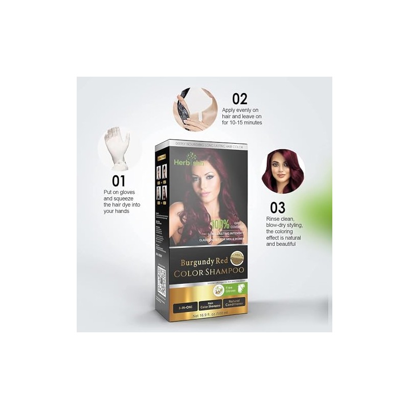 Combo Pack-2pcs Herbishh for Gray Hair Color Shampoo + 1pc
