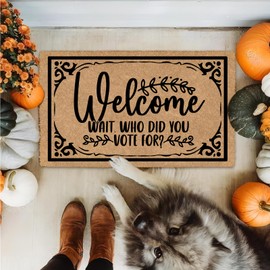 Shflytu Welcome, Wait, Who Did You Vote for 30"x18" Welcome Home with Outdoor Door Mat Fall Mats for Front Door Indoor Rugs for Entryway Entrance Mat Floor Mats for Cars