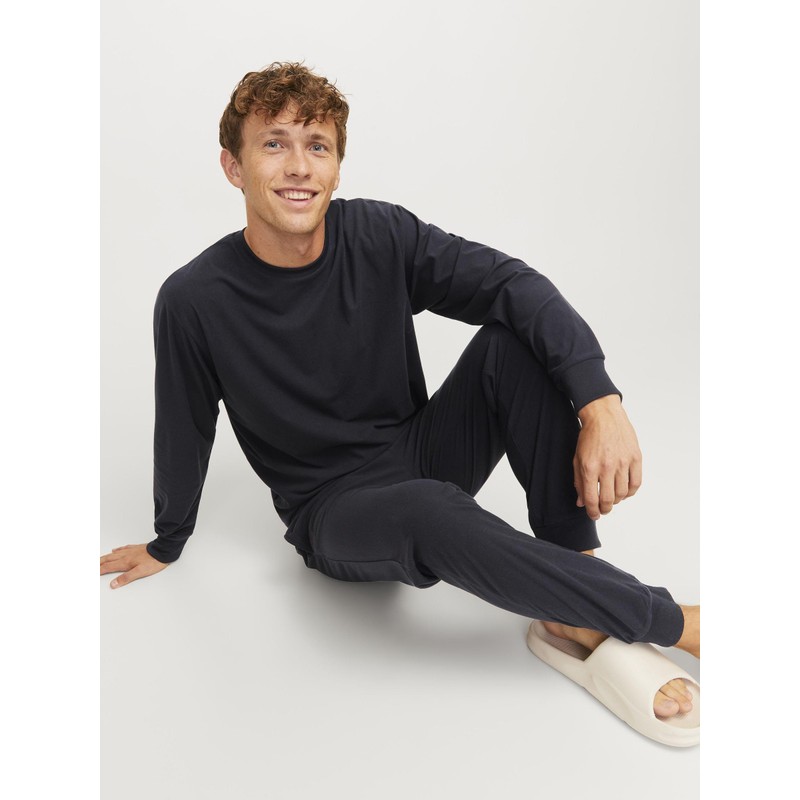 JACK & JONES Solid Lounge Top & Bottom Set-Black-Small