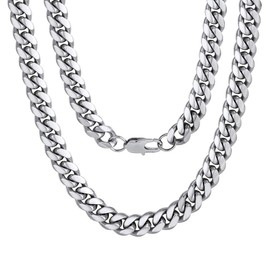Men Jewelry Hiphop Cuban Chain Stainless Steel Necklace 26inch 10MM Silver Color Mens Gifts for Dad