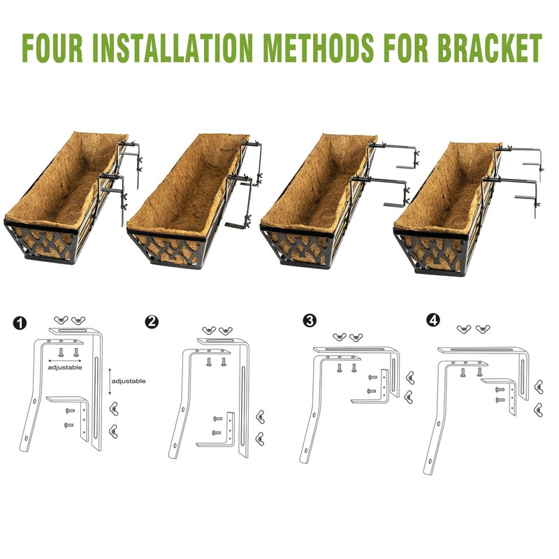 4 Pack 24 Inch Window Boxes Planters for Outdoor Plants