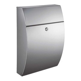 Qualarc WF-0906A Glacial Elliptical Stainless Steel Locking Wall Mount Mailbox, Silver
