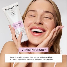 CLEARSTEM - VITAMINSCRUB - Limpiador exfoliante con infusión antioxidante - Lavado facial exfoliante + exfoliante corporal - Vitamina C, cáñamo, bambú