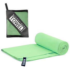 LushOrchidVale Microfibre Sports Towel, Quick Dry, Ultra Absorbent, Grey and Blue, for Gym and Fitness (Glass Green, 40x80cm)