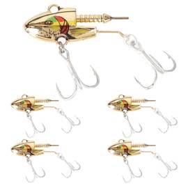 Spotlip Sea Bass Lures Jig Head Set 10g, 14g, 21g, 27g Lures, Metal Vibration Shad, Jig Head, Blue Fishing, Freshwater Saltwater Fishing Set of 5 (21g, Gold)