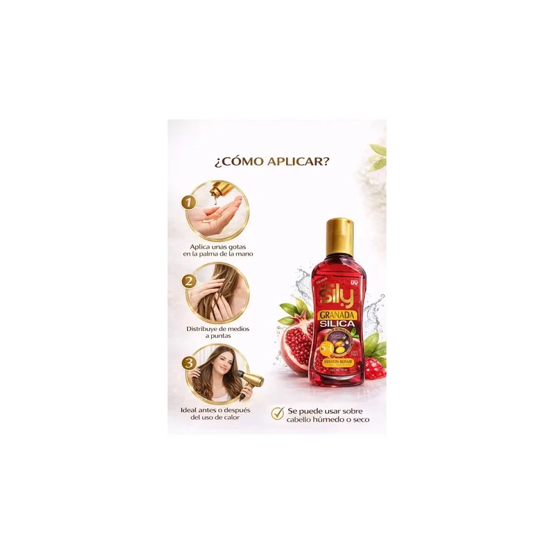 Aceite Capilar Con Sílica Y Granada Termoprotector 5 En 1