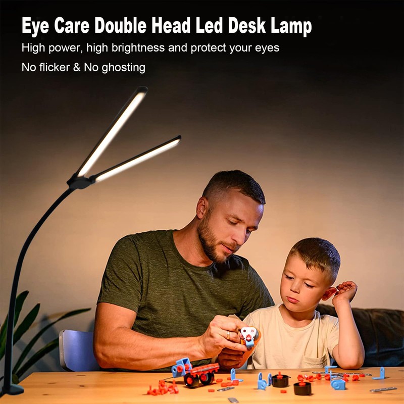 LED Desk Lamp Double Head, Eye-Caring Architect Desk Lamps for
