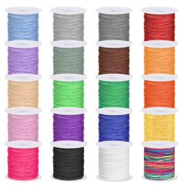Cimeton 20 Rolls 20M Nylon String for Bracelets, Colorful Nylon Beading Thread, Lanyard String Chinese Knotting Cord Nylon Bracelets Silky Satin Cord Nylon String for Jewelry Making