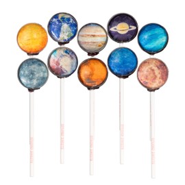 Sparko Sweets Galaxy Lollipops, Planet Designs, Watermelon Flavor, 10 Count, Individually Wrapped, Handcrafted in USA, 1 lb - Perfect for Birthdays, Cosmic Parties, Weddings, and Space Enthusiasts