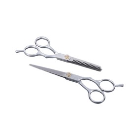 Ipetboom Stainless Steel Professional Hair Scissors 2pcs Flat Scissor Set Hair Cutting Tools for Barber and Salon Use
