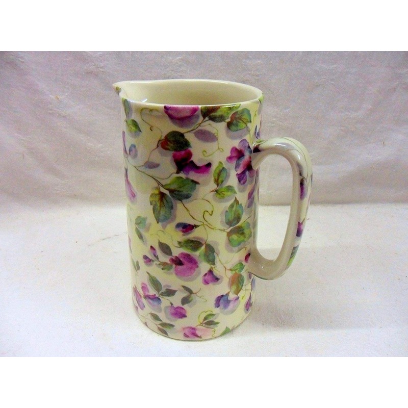 Purple Sweet Pea 2 Pint Jug by Heron Cross Pottery.