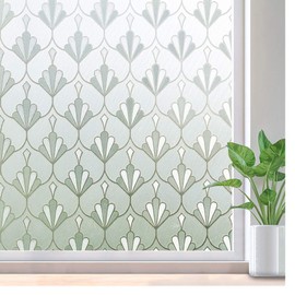 rabbitgoo Privacy Window Film Non Adhesive Frosted Glass Film Sun Blocking Window Sticker Self Static Cling Decorative Glass Film for Home Kitchen Living Room, Removable & Reusable, 17.5 x 78.7 inches