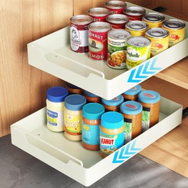 iSPECLE Slide Out Cabinet Drawers - 2 Pack Peel and Stick Pull Out Drawers for 13" Wide Cabinet and Above, No Screw Adhesive Drawer Easily Slide to Get Deep Item without Digging in the Deep, Black