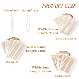 288 Pieces Slip-On Eyelid Stripes, Double Eyelid Stripes, Slip-On Eyelid Tapes, Eyelid Stripes, Double-Sided Eyelid Tapes, Eyelid Stripes Invisible with Tweezers Fork Bar