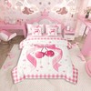 Feelyou Pink Cherry Comforter Set 7 Pieces Cherry Pattern Bed
