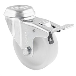 WAGNER Swivel Castor with Back Hole Diameter 75 mm Height 90 mm with Lock Galvanised Steel White Load Capacity 60 kg 23367501