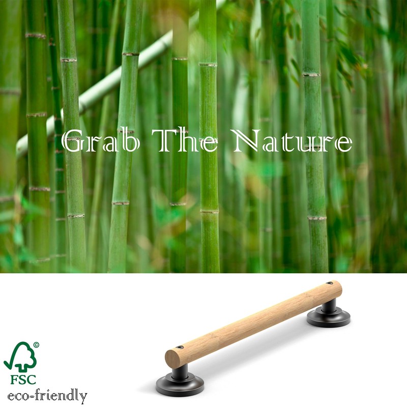 AquaChase Natural Bamboo Grab Bar for Bathroom & Toilet, ADA