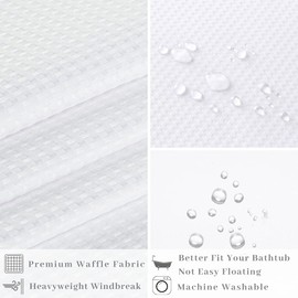 Ecoehoe 36" W x72 L Hook Free Fabric Stall Shower Curtain with Polyester Snap-in Liner with Magnets–Hotel Quality Top See Through White