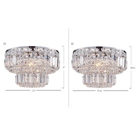 Bestier Modern Chrome Crystal Flush Mount Chandelier Lighting LED Ceiling Light Fixture Lamp for Dining Room Bathroom Bedroom Livingroom 4 G9 Bulbs Required D13 inch X H9 inch