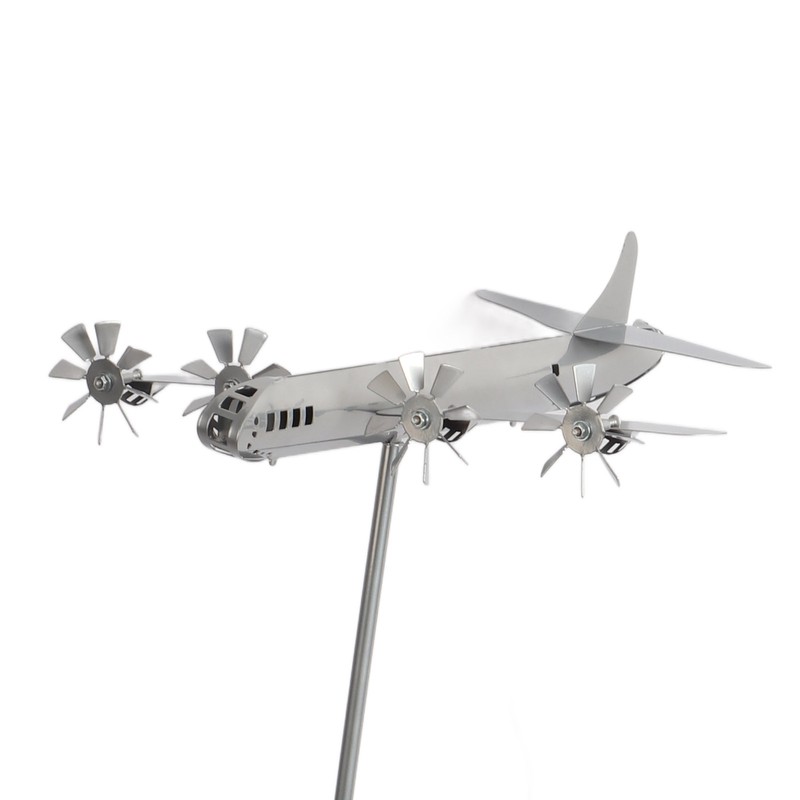 Aircraft Wind Sculpture Wind Powered Rotate Stainless Steel Airplane Windmill