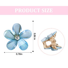 Padorul 20Pcs Mini Flower Hair Clips for Girls - Small Crystal Rhinestone Claw Clips in White, Beige, Blue, Pink, Purple - Ideal for Daily Wear, Parties & School