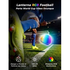 Smiling Shark FCL-01 Luce Notturna, Super Luminescente RGB Mini Luce da Festa Ultra-Compatto a Forma di Pallone da Calcio Portatile Ricaricabile Lampada da Campeggio per Guardare la Partita Festa