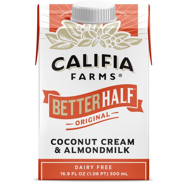 Califia Farms - Crema de café sin azúcar, 16.9 onzas líquidas (paquete de 1) | Crema de coco y leche de almendra | Medio y medio | Sin lácteos | Whole30 | Keto | Vegano | a base de plantas | Leche de nuez | Sin OGM