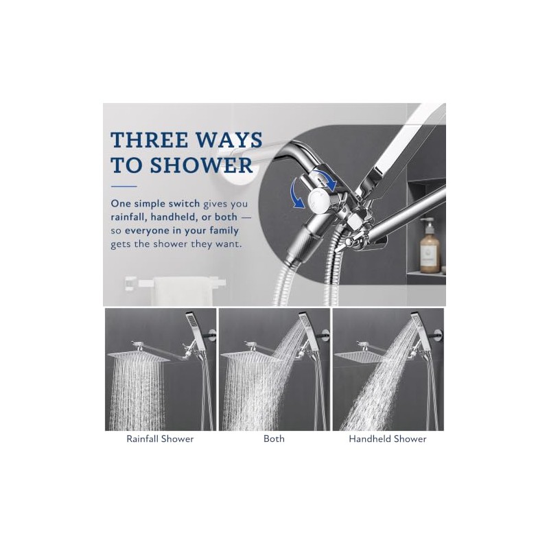 G-Promise All Metal 8 Inch Dual Square Shower Head with