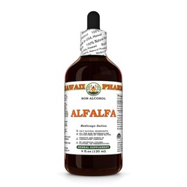 Alfalfa (Medicago Sativa) Dry Leaf Glycerite, Made in Hawaii, Organic Raw Materials, All Natural, Vegan, Lab Tested Alcohol-Free Liquid Extract - 4 fl.oz