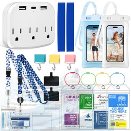 Cruise Ship Essentials 2025 - Complete Cruise Must Haves Kit with Cruise-Safe Non-Surge Power Strip, Adjustable Lanyards, Magnetic Hooks, Luggage Tags & Reusable Towel Bands for All Cruise Lines