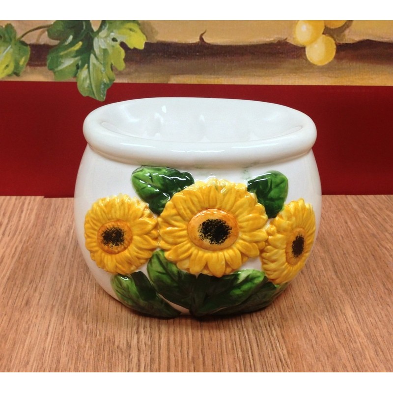 ACK Sponge/Soap Holder (Sunflower), Ceramic Hand Painted Sponge Holder for