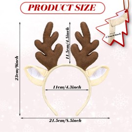 WILLBOND 2 Pieces Christmas Reindeer Antlers Headband Deer Antlers Ears Hat Costume for Women Christmas Party Favors
