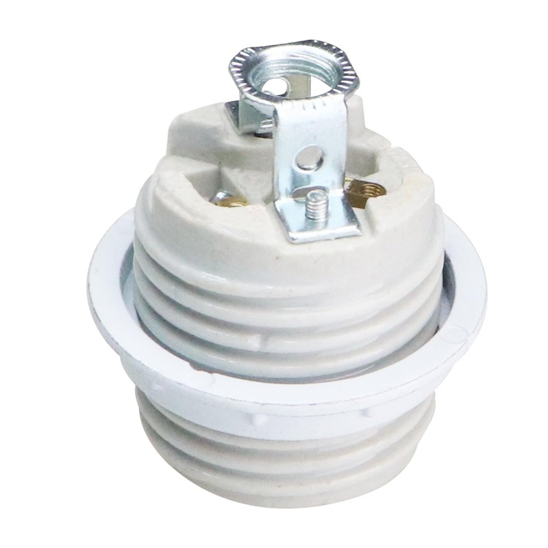 Caishun E26 Ceramic Lamp Threaded Socket with White Shade Ring
