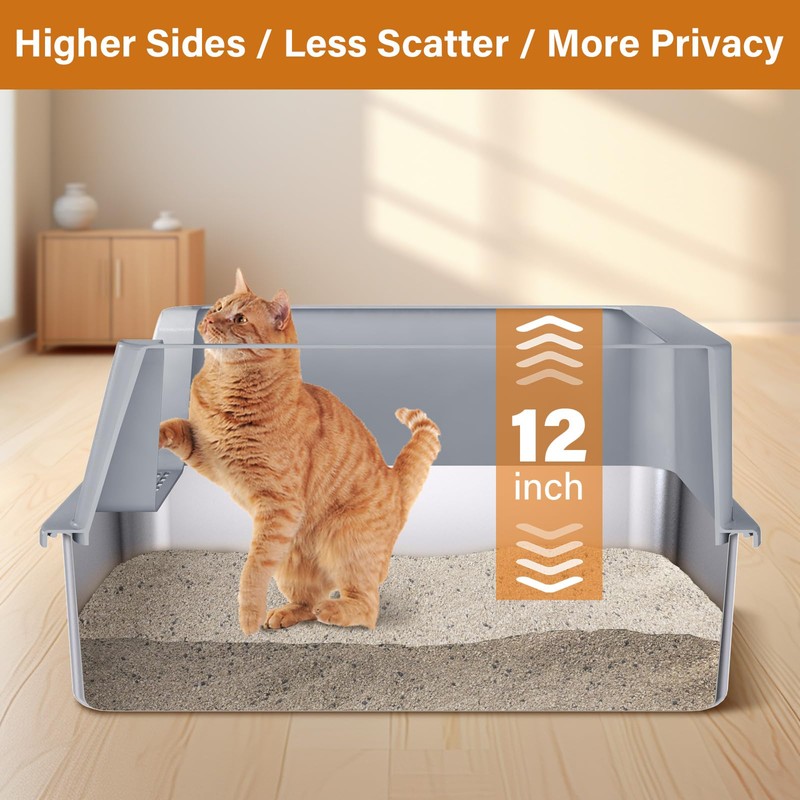 Nyutu XL Stainless Steel Litter Box, Extra Large High Sided