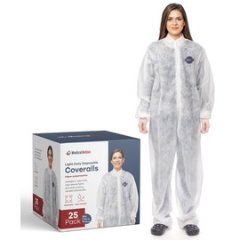Medical Nation Hazmat Suits Disposable | 25 Pack | Light Duty Disposable Coveralls Men | with Collar - Overall Protective Chemical Suit for Men & Women, Disposable Paint Suit - 3XL