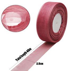 2 Roll Sheer Chiffon Ribbon Satin Ribbon Transparent Chiffon Ribbon, for Wedding Invitations, Bridal Bouquets, Decorations, Gifts Wrapping and Bow Making (Dark Blue, 2.5cm x 45m)