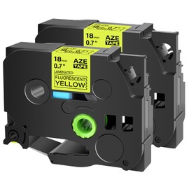 USUPERINK 2PK Compatible for Brother P-Touch Label Maker Tape TZe-C41 TZ-C41 TZeC41 TZC41 Black on Fluo Yellow 18mm 3/4 inch 0.7'' x 16.4ft Laminated TZe TZ Label Tape for PT-2700 2710 2730 2730VP