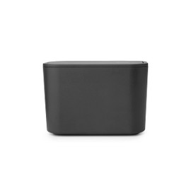 Brabantia - Mindset Bathroom Waste Caddy - Ideal for Small Waste - Removable Swing Lid - Easy to Clean - Non Scratching - Corrosion Resistant - Dark Grey - 8.5 x 15 x 9.8 cm