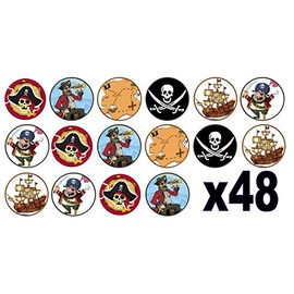 48 Pirate Party 3cm Mini Discs Edible Wafer Paper Disc Cupcake Toppers (NOT PRE CUT)
