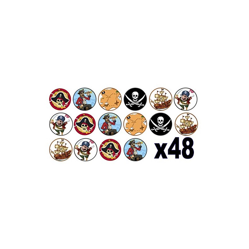 48 Pirate Party 3cm Mini Discs Edible Wafer Paper Disc