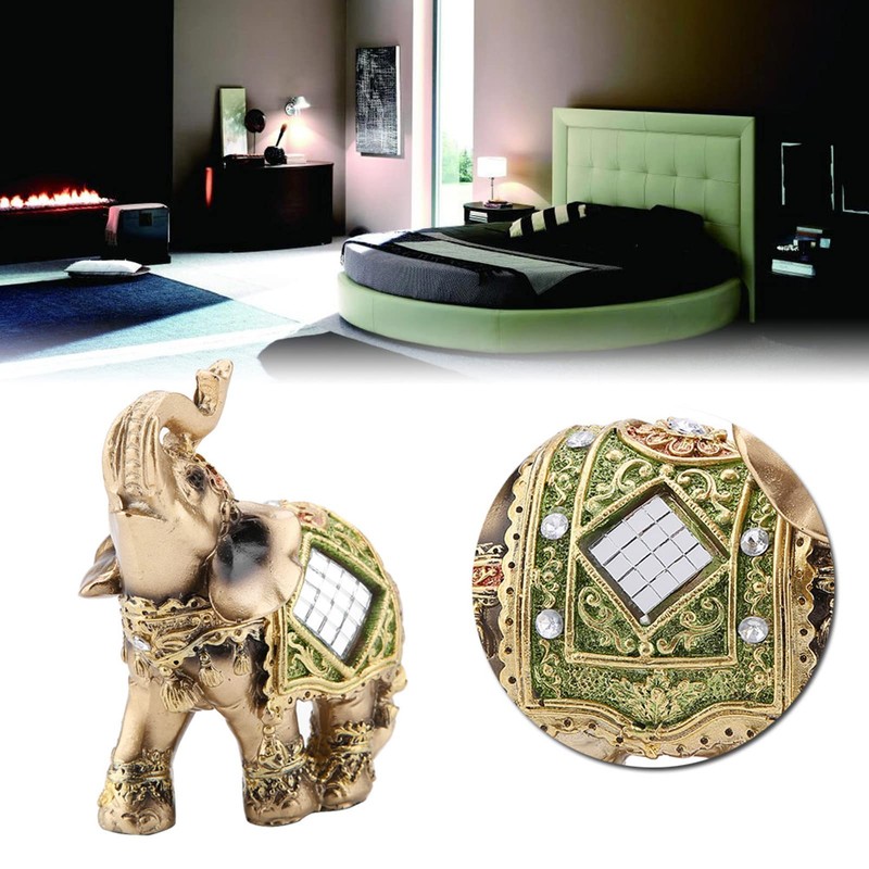 Lovely Elephant Shape Elephant Statue Vividly for Cafe Wealth Figurine(Green