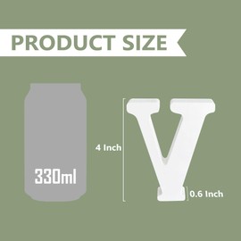 HANWER Unfinished Wooden Letters for Crafts, 4 Inch White Alphabet Marquee Letters, Wood Letters for Home and Party Wall Decor (Letter V)