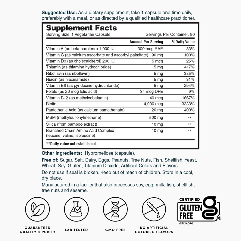 Nature's Lab Hair Skin and Nails - Biotin, BCAA, MSM,
