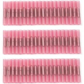 100 Pieces Red Heat Shrink Connectors Insulated Waterproof Crimp Terminals Seal Butt Electrical Wire Connector 22-18 AWG