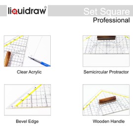 Liquidraw Set Square Ruler Triangle Ruler Triangular Protractor 25cm / 10" Navigation Nautical Marine