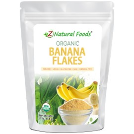 Z Natural Foods Organic Banana Flakes - Crisp Ripe Bananas for Potassium & Fiber Support, Digestive Health, Skin Glow - Natural Flavor & Dried Flake, Mix in Smoothies Yogurt Cereal & Recipes, 1 lb