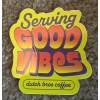 Dutch Brothers Coffee Serving Good Vibes 3.5" Sticker Yellow Orange
