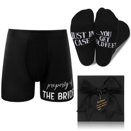 Geyoga 3pcs Groom Gift Set Wedding Gifts for Groom Include Boxer Brief Underwear Socks Wedding Gift for Husband from Bride(XL)